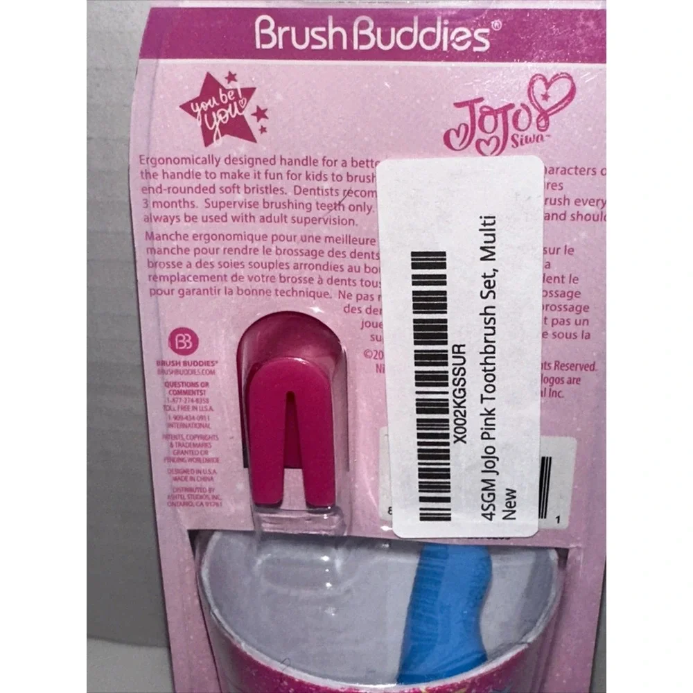 Brush Buddies JoJo Siwa Toothbrush Set with Rinsing Cup and Brush Cap New